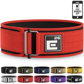 Element 26 Self-Locking Weight Lifting Belt - Premium Weightlifting Belt for Serious Functional Fitness, Power Lifting, and Olympic Lifting Athletes - Squat, Deadlift Men & Women (Medium, Red)