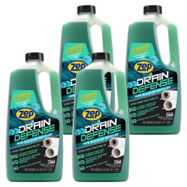 Zep Drain Defense Pipe Build-Up Remover - 64 oz (Case of 4) ZLDC64 - Professional Strength Liquid Pipe Build Up Remover