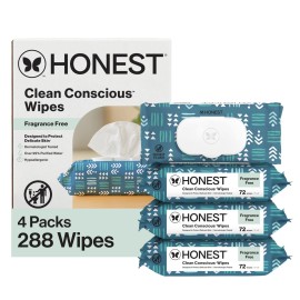 The Honest Company Clean Conscious Multi-Use Wipes Hypoallergenic and Unscented for Sensitive Baby Skin Over 99% Water Compostable Plant Based Balance Blues 288 Count