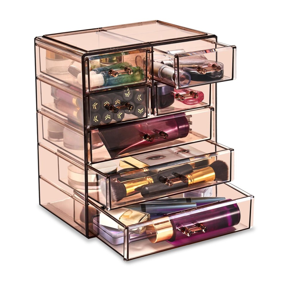 Sorbus Acrylic Makeup Organizer - Organization and Storage Case for Cosmetics Make Up & Jewelry - Big Clear Makeup Organizer for Vanity, Bathroom, College Dorm, Closet, Desk (3 Large, 4 Small Drawers)