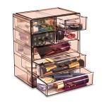 Sorbus Acrylic Makeup Organizer - Organization and Storage Case for Cosmetics Make Up & Jewelry - Big Clear Makeup Organizer for Vanity, Bathroom, College Dorm, Closet, Desk (3 Large, 4 Small Drawers)
