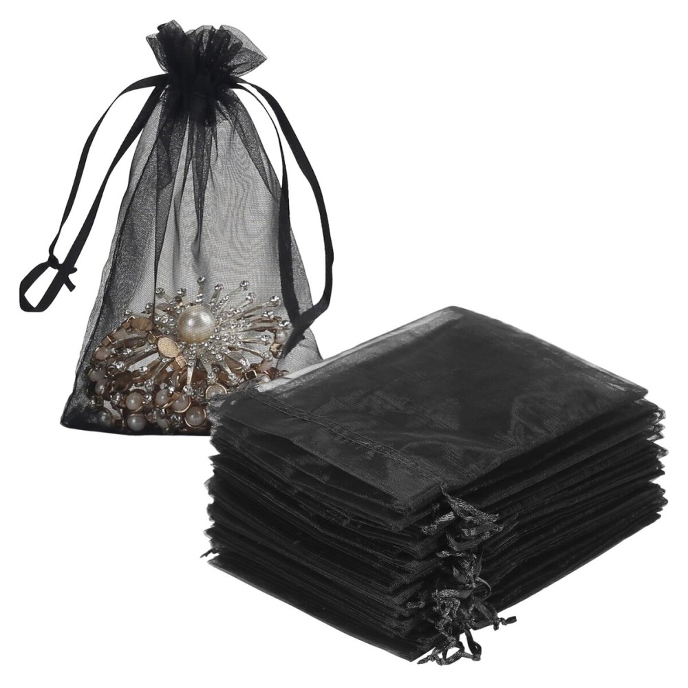 HRX Package 100pcs Black Organza Gift Bags 4 x 6 inches Wedding Christmas Favors Jewelry Pouches