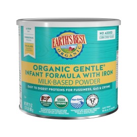 Earth\'s Best Organic Baby Formula, Gentle Infant Formula for 0-12 Months, Milk-Based Powder with Iron, Omega-3 DHA & Omega-6 ARA, 21 Ounce Container