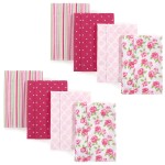 Hudson Baby Unisex Baby Cotton Flannel Burp Cloths, Floral Stripes 8-Pack, One Size