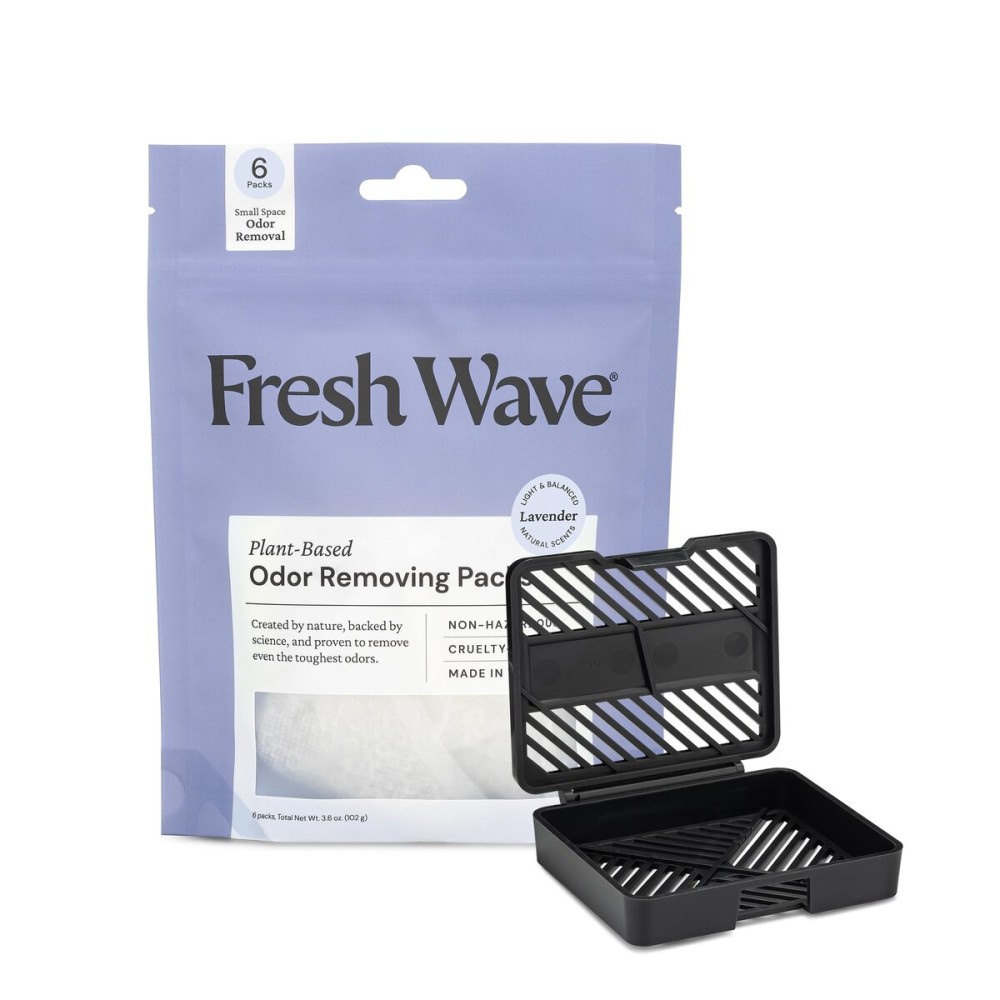 Fresh Wave Lavender Odor Eliminating & Deodorizing Packs | Bag of 6 & Fresh Pod Case | Safer Odor Relief for Small Spaces | Natural Plant-Based Odor Eliminator | Odor Absorbers for Home