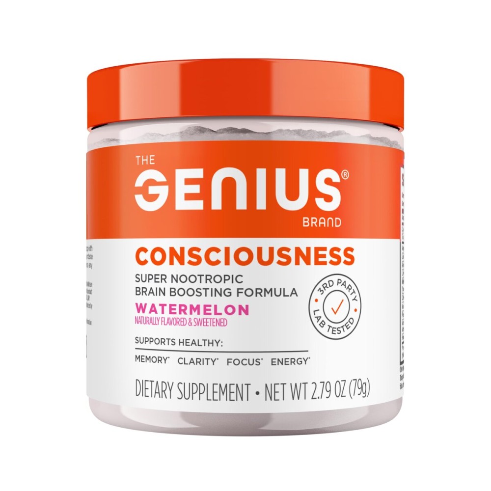 Genius Consciousness - Premium Nootropic Powder for Focus, Memory & Mental Clarity - AlphaSize, NeuroFactor, Lions Mane & Dynamine - Natural Brain Booster for Studying, Work & Creativity - Watermelon
