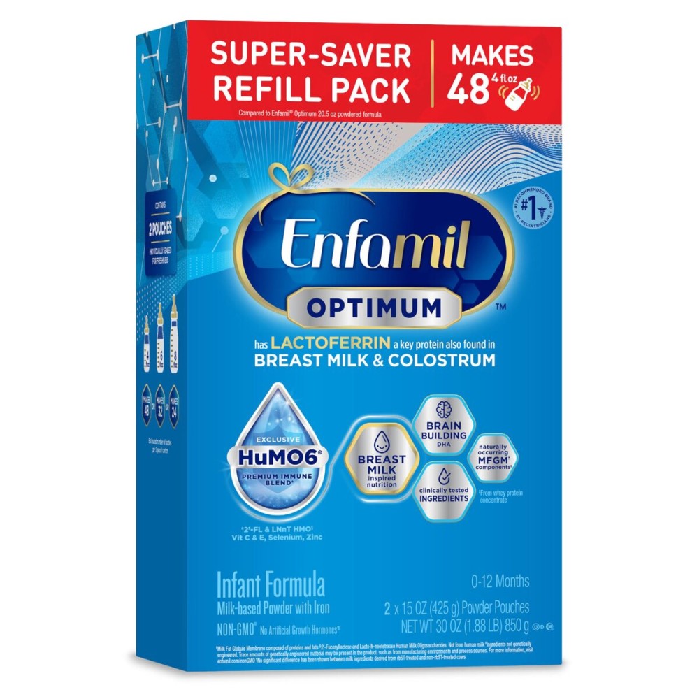 Enfamil Optimum (Enspire), Our Closest Formula to Breast Milk, Immune-Supporting Lactoferrin and Brain-Supporting DHA Baby Formula, Powder 30 Oz Refill