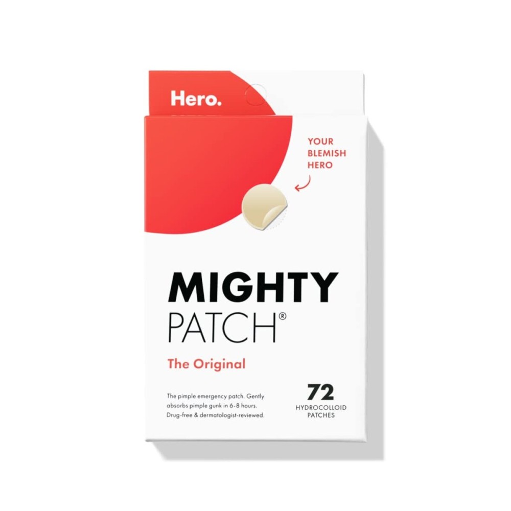 Mighty Patch Original patch from Hero Cosmetics - The 1 Hydrocolloid Acne Pimple Patch for Shrinking Zits and Whiteheads in 1 use; Nighttime Spot Stickers for Face and Skin (72 Count)