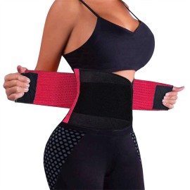 VENUZOR Waist Trainer Belt for Women - Waist Cincher Trimmer - Slimming Body Shaper Belt - Sport Girdle Belt (UP Graded)(Rose Red,XX-Large)