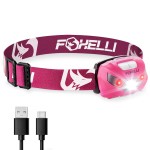 Foxelli USB-C Rechargeable LED Headlamp - Super Bright, Lightweight Head Lamp for Running, Camping, Hiking & Work - Comfortable Fit for Adults & Kids
