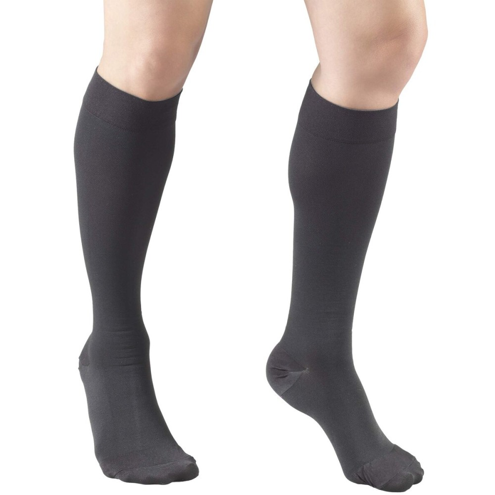Truform 20-30 mmHg Compression Stockings for Men and Women, Knee High Length, Closed Toe, Charcoal, Medium
