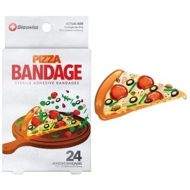 BioSwiss Bandages, Pizza Shaped Self Adhesive Bandage Set, Latex Free, Sterile Wound Care, 24 Count