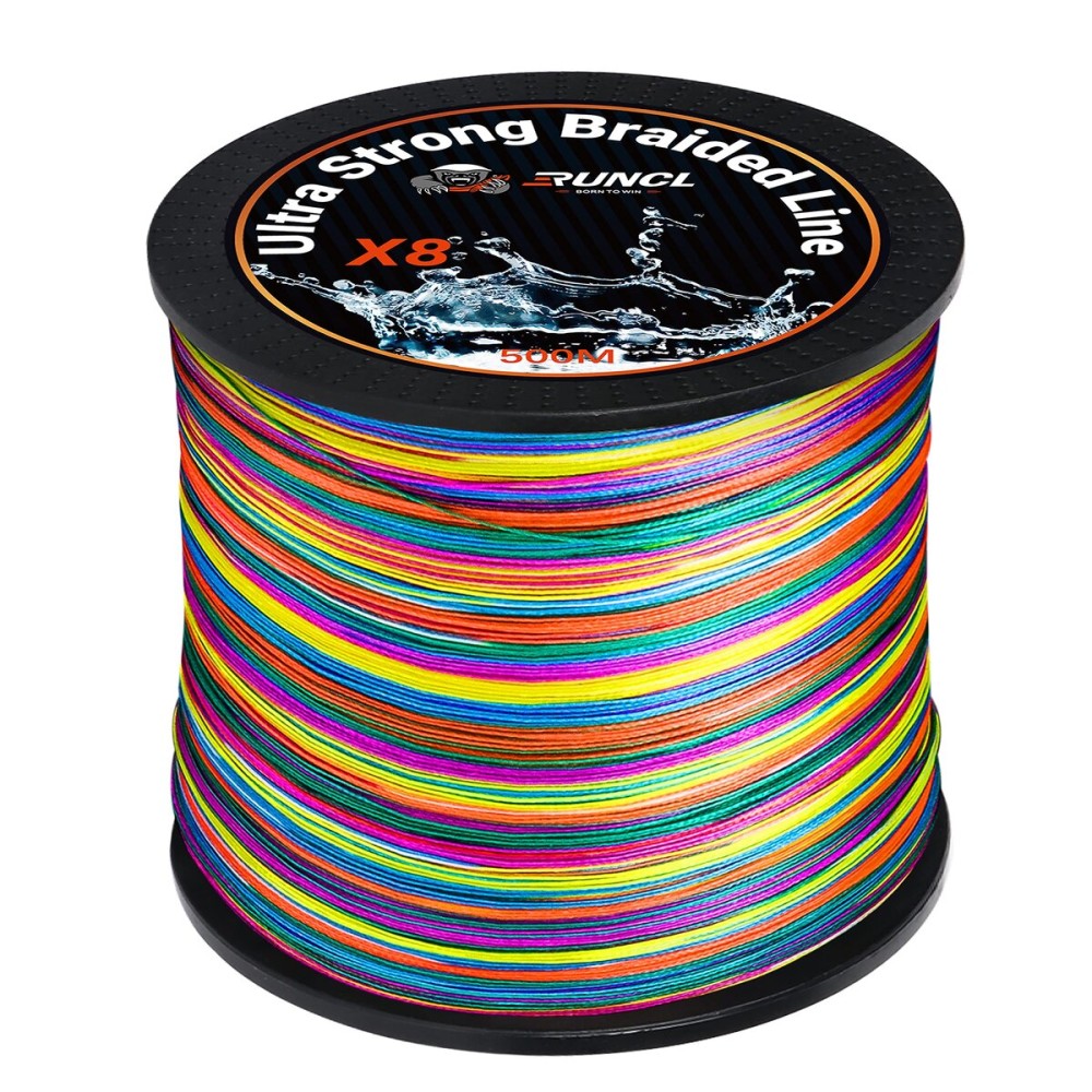 RUNCL Braided Fishing Line, 8 Strand Abrasion Resistant Fishing Line Braid, Super Durable, Smooth Casting, Zero Stretch, Smaller Diameter, Hi Vis, 328-1093 Yards, 12-100LB(60LB,546yds)