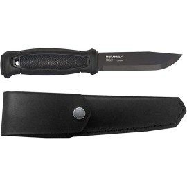 Morakniv Garberg Full Tang Fixed Blade Knife with Carbon Steel Blade and Leather Sheath, Black, 4.3 Inch