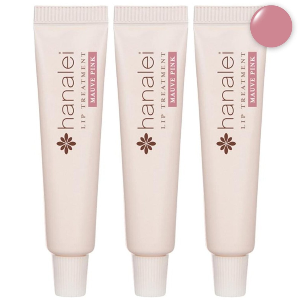Hanalei Hydrating Lip Treatment Balm - Cruelty-Free, Paraben-Free Moisturizer for Severely Dry, Chapped Lips - Kukui Oil, Shea Butter & Grapeseed Oil -Mauve Pink Tint, Travel-Size 3-Pack (5g X 3)