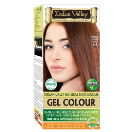 Indus Valley Natural Organic Damage Free Gel Hair Color | Ammonia Free, Vegan & Cruelty Free | Up to 100% Gray Coverage, Long Lasting Results |Medium Copper Blonde 8.4 (20gram+200ml)