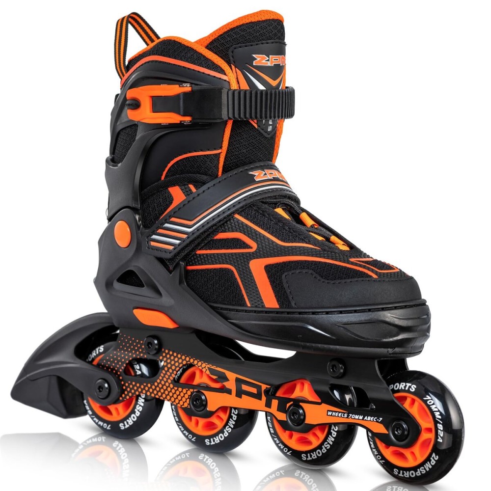 2PM SPORTS Torinx Green Boys Adjustable Inline Skates, Fun Beginner Roller Skates for Kids, Youth, Girls, Men and Women (Orange, Small - Little Kid (10.5C-13C US))