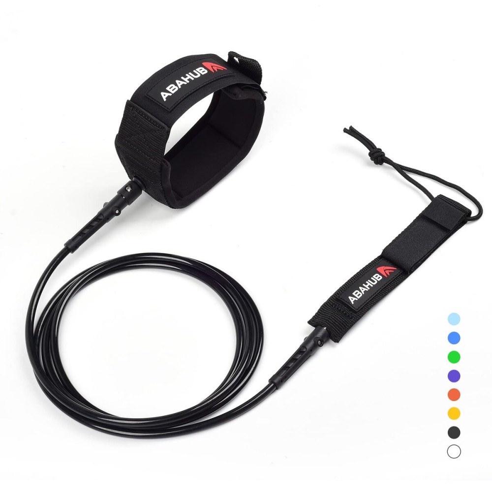 Abahub Premium Surfboard Leash, Straight Surf Board Leg Rope, Legrope Strap for Shortboard, Skimboard, Fish Surfboard Replacement Leashes 7 Foot Black 7 mm Thick