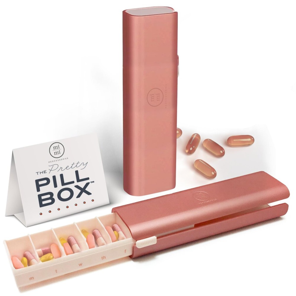 Mimi Medcessories - Pretty Pill Box Set - Stylish & Compact Daily Pill Organizer, Medication Pill Case, Pill Container for Vitamin Management, Pill Holder, Travel Essentials for Women & Men - Rose