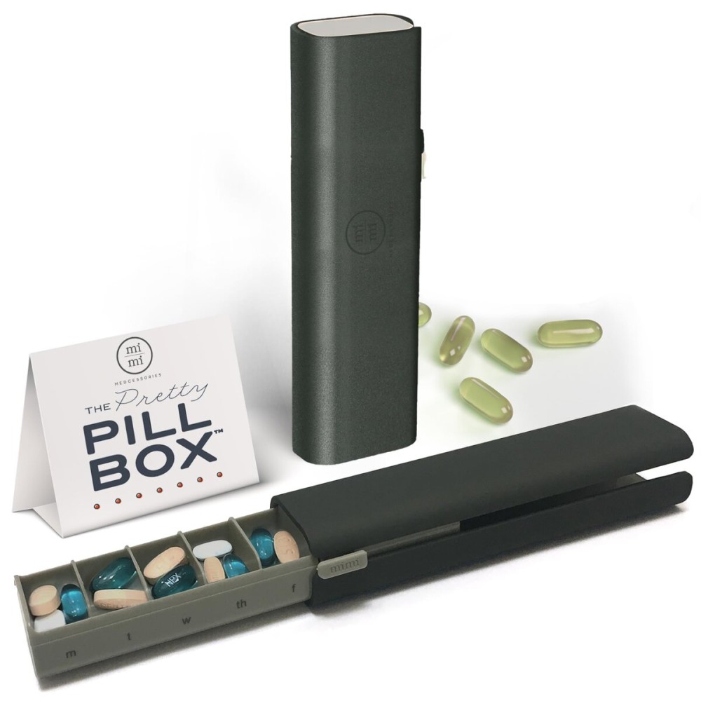 Mimi Medcessories - Pretty Pill Box Set - Stylish & Compact Daily Pill Organizer, Medication Pill Case, Pill Container for Vitamin Management, Pill Holder, Travel Essentials for Women & Men - Steele