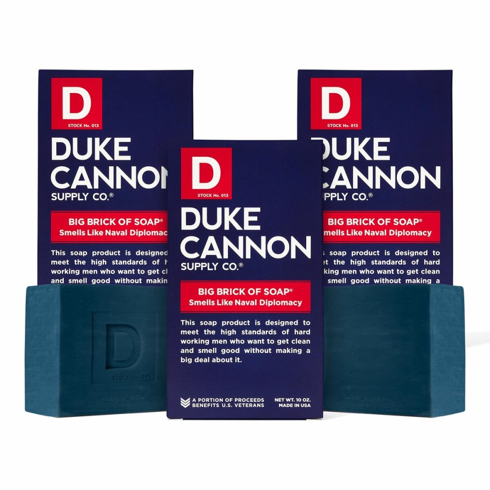 Duke Cannon Supply Co. Big Brick of Soap for Men - Naval Diplomacy, Refreshing Ocean Scent, Extra Large 10 oz Bars, 3-Pack