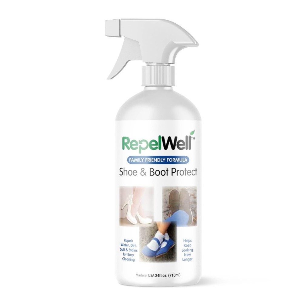 RepelWell Shoe & Boot Stain & Water Repellent (24oz) Eco-Friendly, Pet-Safe Spray Keeps Fabric, Leather & Suede Clean & Dry