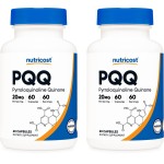 Nutricost PQQ (Pyrroloquinoline Quinone) 20mg, 60 Capsules (2 Bottles) - Veggie Capsules, Non-GMO, Gluten Free