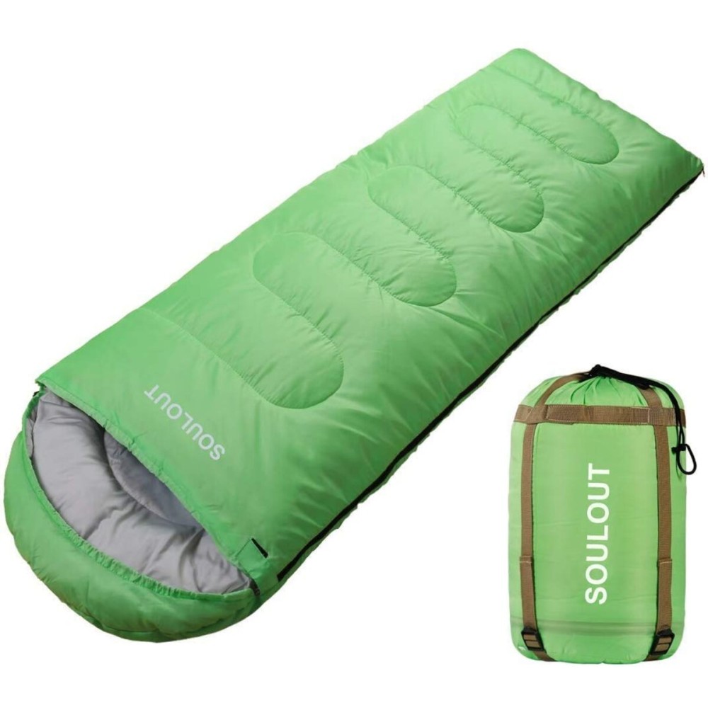 3-4 Season Sleeping Bag for Adults & Kids, Lightweight Warm Cold Weather Camping Bag with Waterproof Compression Sack - Portable for Hiking, Backpacking, Traveling & Outdoor Adventures (Green)