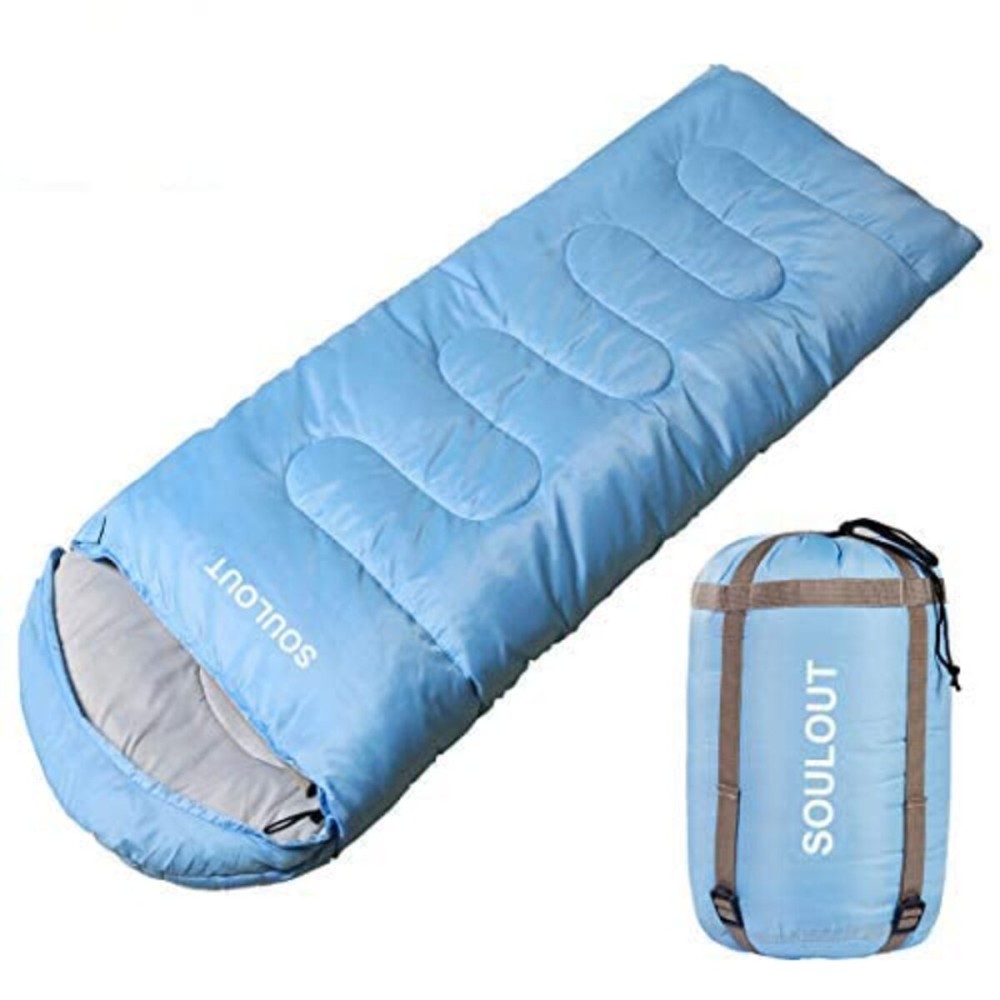 3-4 Season Sleeping Bag for Adults & Kids, Lightweight Warm Cold Weather Camping Bag with Waterproof Compression Sack - Portable for Hiking, Backpacking, Traveling & Outdoor Adventures (Sky Blue)