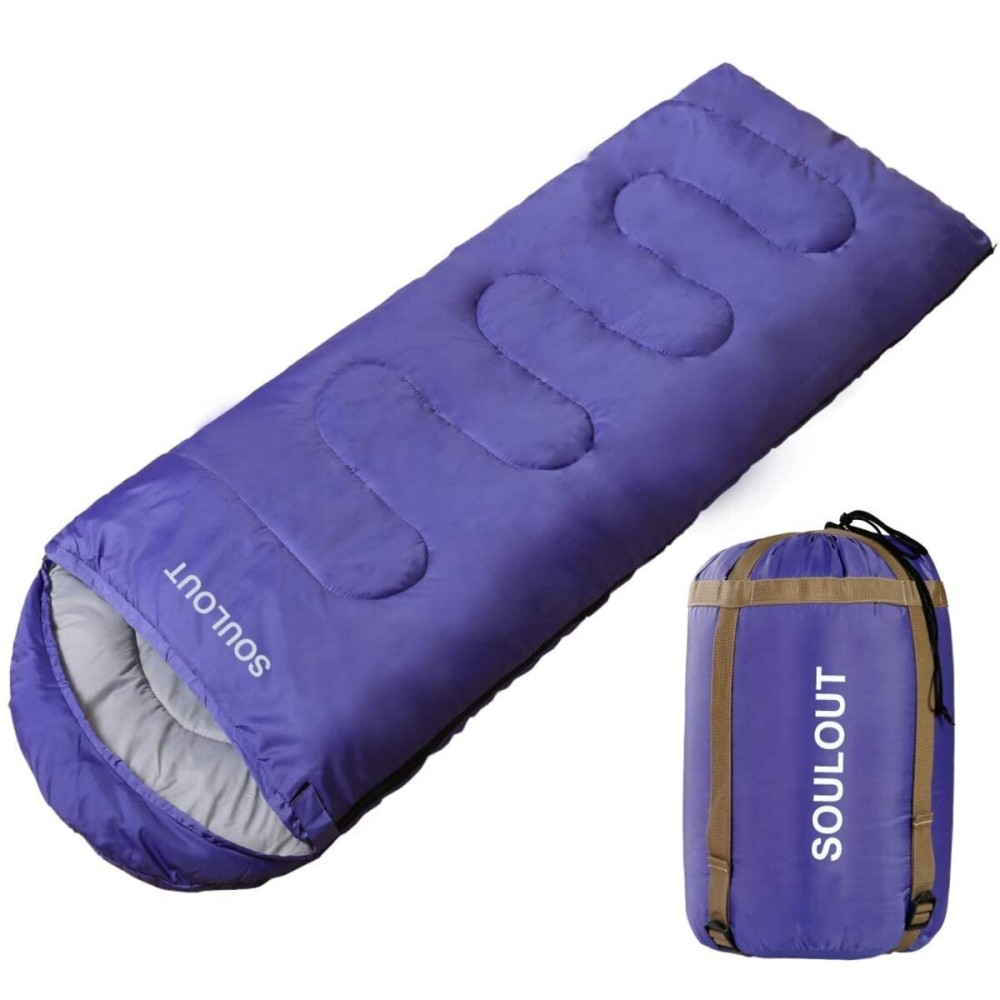 3-4 Season Sleeping Bag for Adults & Kids, Lightweight Warm Cold Weather Camping Bag with Waterproof Compression Sack - Portable for Hiking, Backpacking, Traveling & Outdoor Adventures (Purple)