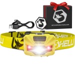 Foxelli USBCRechargeable LED Headlamp- UltraLight 2.4oz & Bright180Lumens- Red/White Light, 5Modes, IPX5 Waterproof, 40h Runtime for Trail Running, Camping, Hiking