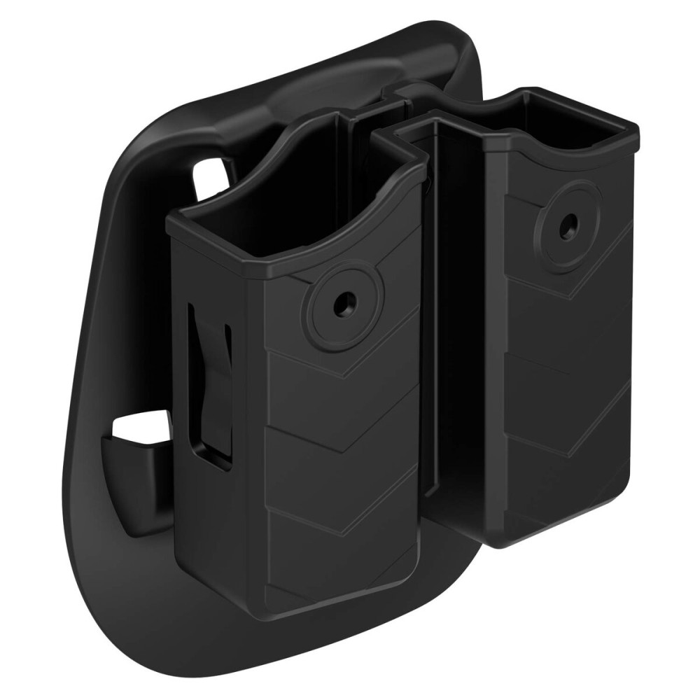 Double Magazine Holster, Universal 9mm .40 Double Stack Mag. Pouch Dual Stack Mag Holder with Adjustable Paddle Fit Glo-ck Sigsauer S&W Beretta Browning Taurus H&K Most Pistol Mags