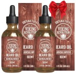 Viking Revolution Sandalwood Beard Oil for Men - Natural Mens Beard Oil with Argan Oil and Jojoba Oil - Beard Softener, Strengthens and Moisturizes - Beard Conditioner for Men (Sandalwood, 2 Pack)