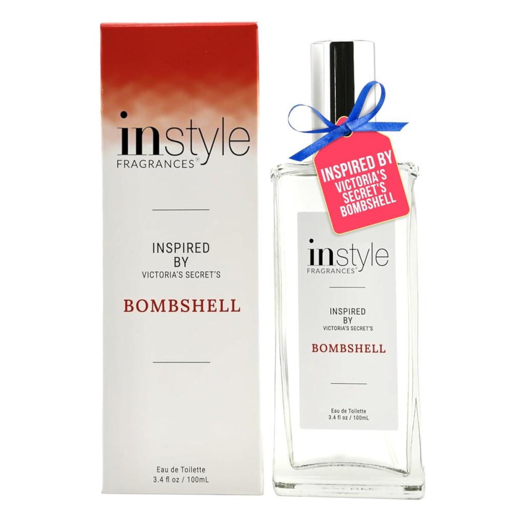 Instyle Fragrances, Inspired by Victoria\'s Secret\'s Bombshell, Womens Eau de Toilette, CLEAN, Vegan, Paraben-Free, Never Tested on Animals, 3.4 Fluid Ounces