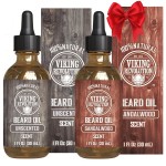 Viking Revolution Sandalwood and Unscented Beard Oil for Men - Natural Mens Beard Oil with Argan Oil and Jojoba Oil - Beard Softener, Strengthens and Moisturizes - Beard Conditioner for Men (2 Pack)