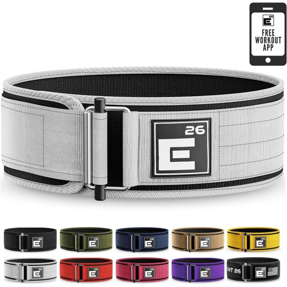 Self-Locking Weight Lifting Belt | Premium Weightlifting Belt for Serious Functional Fitness, Weight Lifting, and Olympic Lifting Athletes (Small, White)