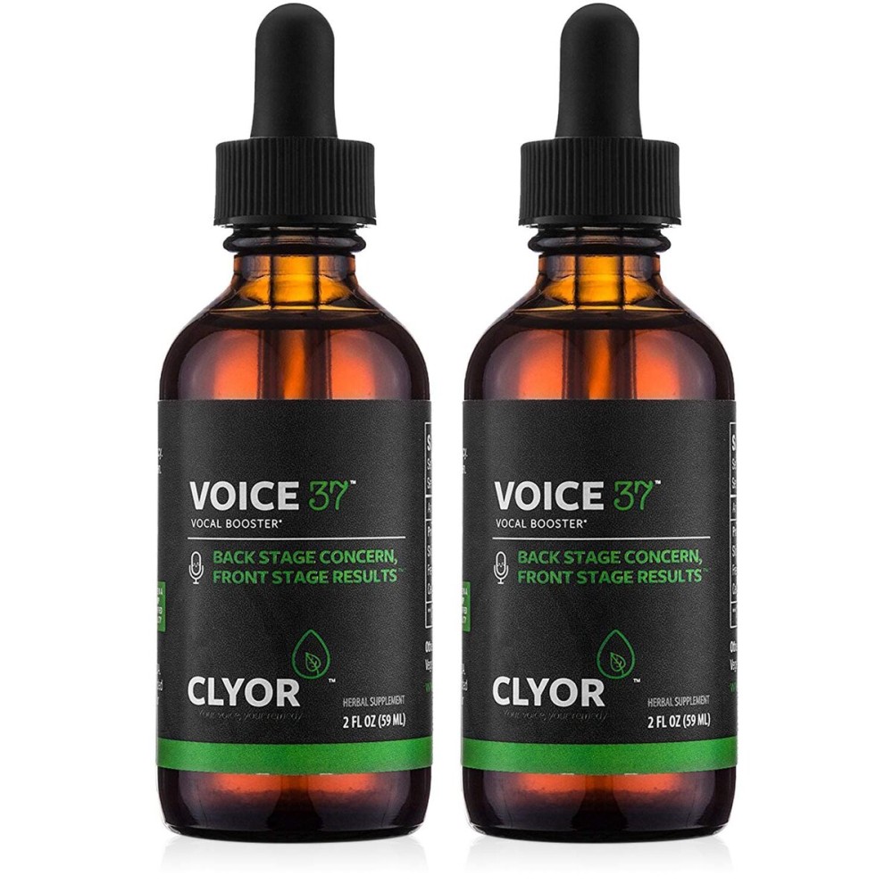 CLYOR Voice37 - Singers Voice Remedy - 2 Pack All Natural Herbal Vocal Booster Formula to Lubricate Soothe and Relieve Hoarseness Dry Itchy Throat - Enhance Singing and Speaking - 2 oz - VOICE37