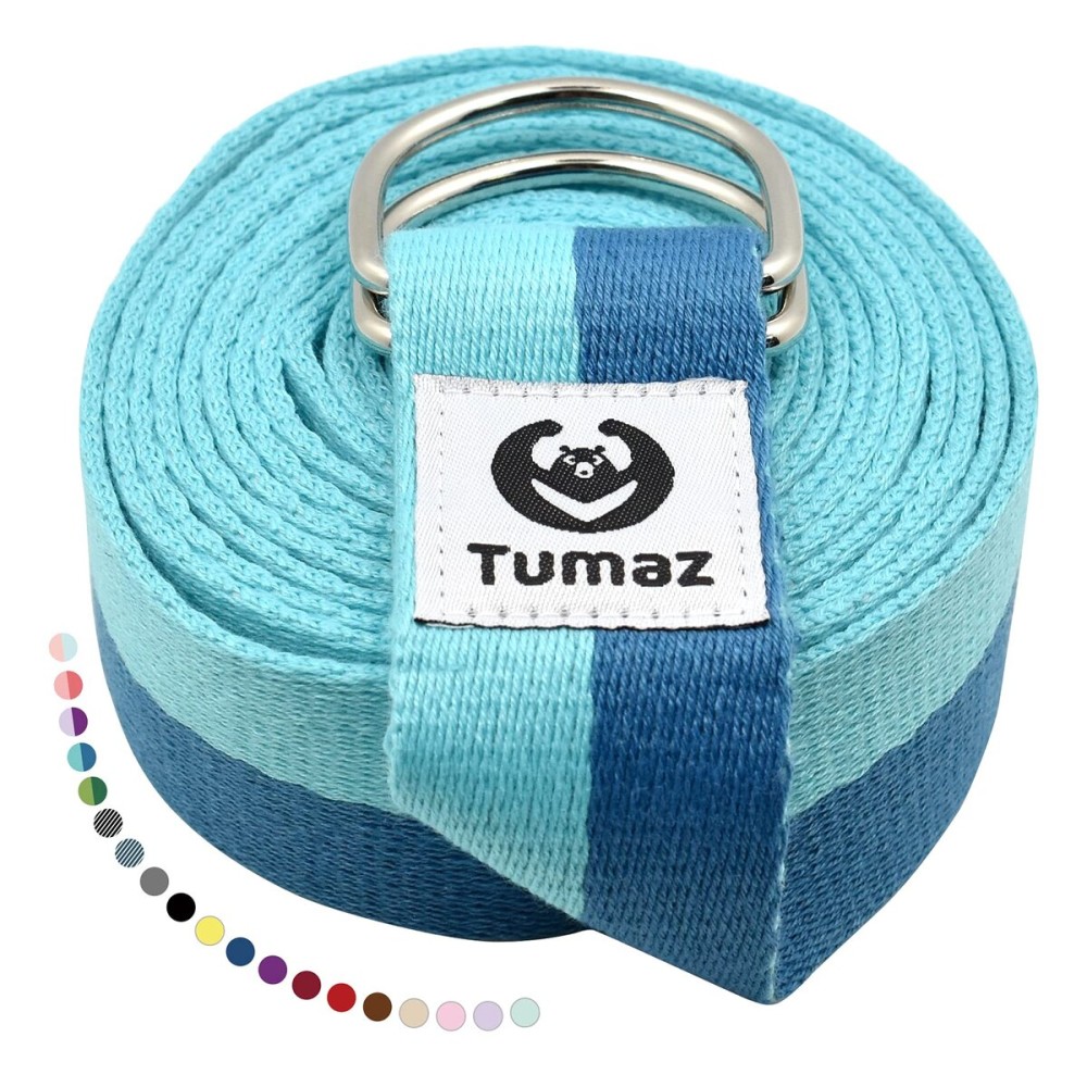 Tumaz Yoga Strap/Stretch Bands [15+ Colors, 6/8/10 Feet Options] with Extra Safe Adjustable D-Ring Buckle, Durable and Comfy Delicate Texture - Best for Daily Stretching, Physical Therapy, Fitness