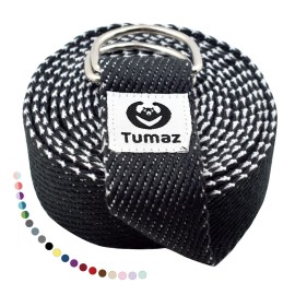 Tumaz Yoga Strap/Stretch Bands [15+ Colors, 6/8/10 Feet Options] with Extra Safe Adjustable D-Ring Buckle, Durable and Comfy Delicate Texture - Best for Daily Stretching, Physical Therapy, Fitness