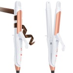 Dual Voltage Curling Iron 2-in-1 Curling Iron 1 Inch,(100V~240V) Dual Voltage Hair Straightener Travel Curling IRO n European Flat Iron (White)
