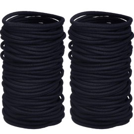 TecUnite 200 Pieces Elastics Hair Ties Ponytail Holders 4MM Rubber Bands for Hair Pain-Free Head Accessories for Women Men(Black)