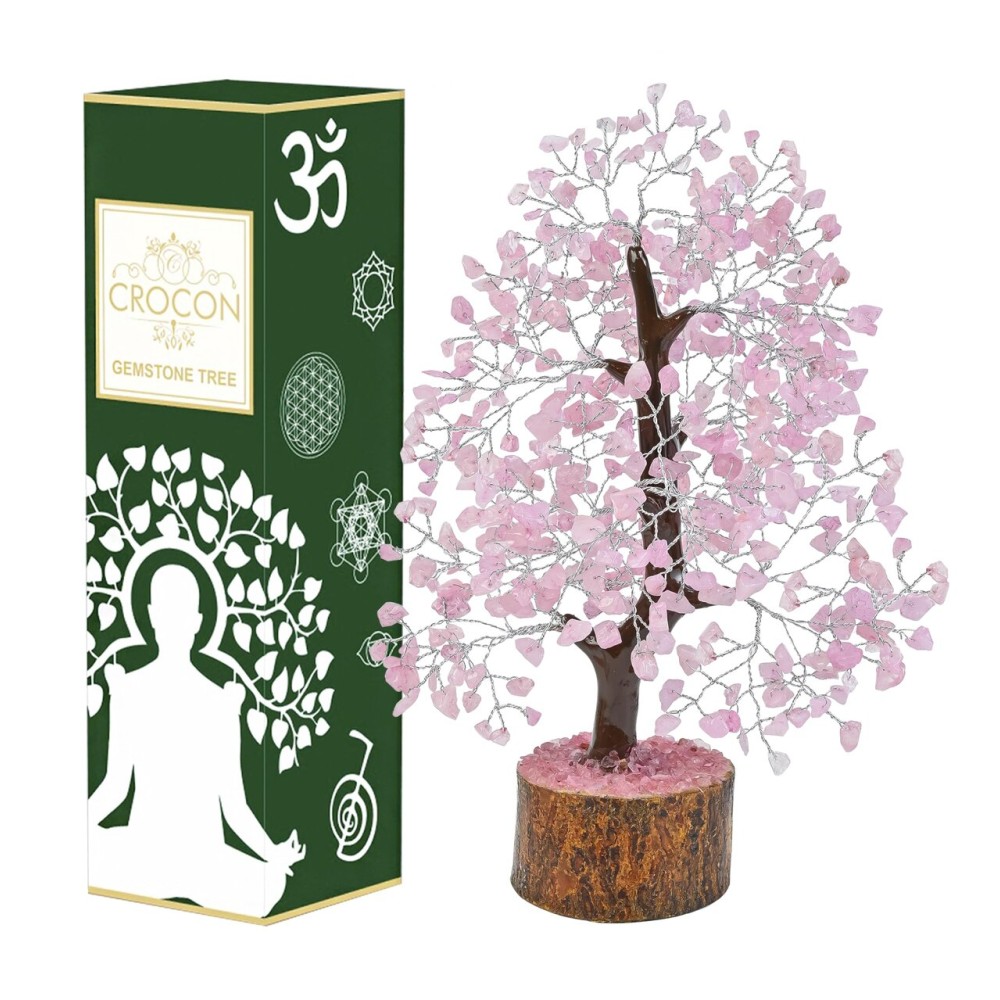 Rose Quartz Crystal Tree Home Decor and Pink Room Decor, Healing crystals Chakra Tree of Life Birthday Gifts for Women Mom Her Sister House warming Gifts New Home Spiritual Presents womens Gift