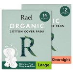 Rael Pads for Women, Organic Cotton Cover - Heavy Absorbency, Feminine Care, Ultra Thin, Sanitary Napkins with Wings, Unscented, (Overnight, Large) Bundle