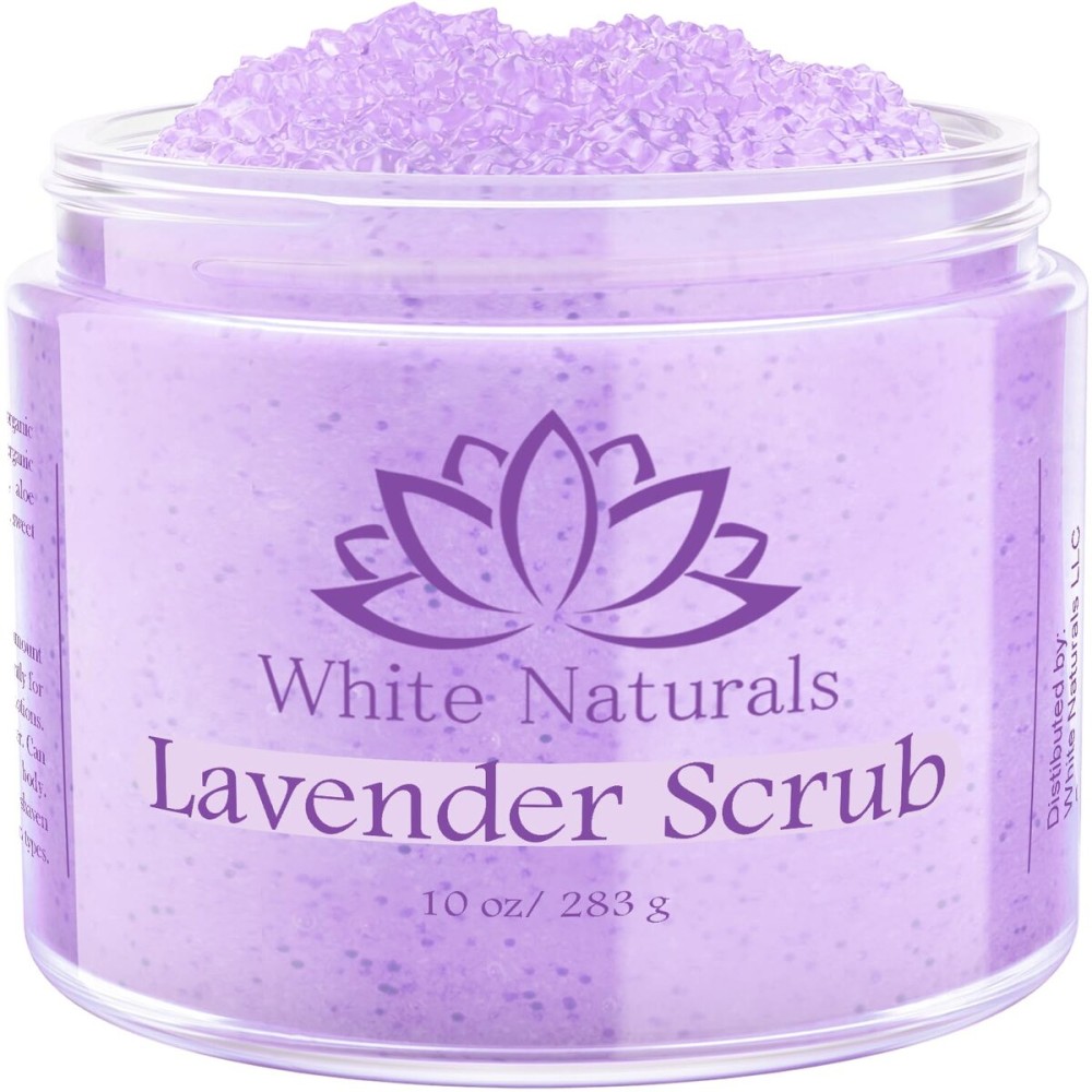 Lavender Oil Body Scrub, Organic Exfoliator for Soft Skin, Pure Exfoliate, Deep Cleanse, Natural Women Exfoliating Dead Sea Salt Face Scrub, Moisturizing Skin, Acne, Cellulite, Scars, LARGE 12oz Jar