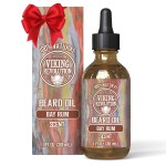 Viking Revolution Bay Rum Beard Oil for Men - Natural Softener and Conditioner with Argan & Jojoba Oils for Strengthening and Moisturizing