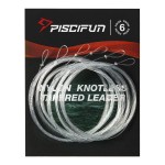 Piscifun Fly Fishing Leader with Pre-Tied Loop, Tapered Fly Line Leader, Nylon, Clear, 12ft, 6 Pack, 6X