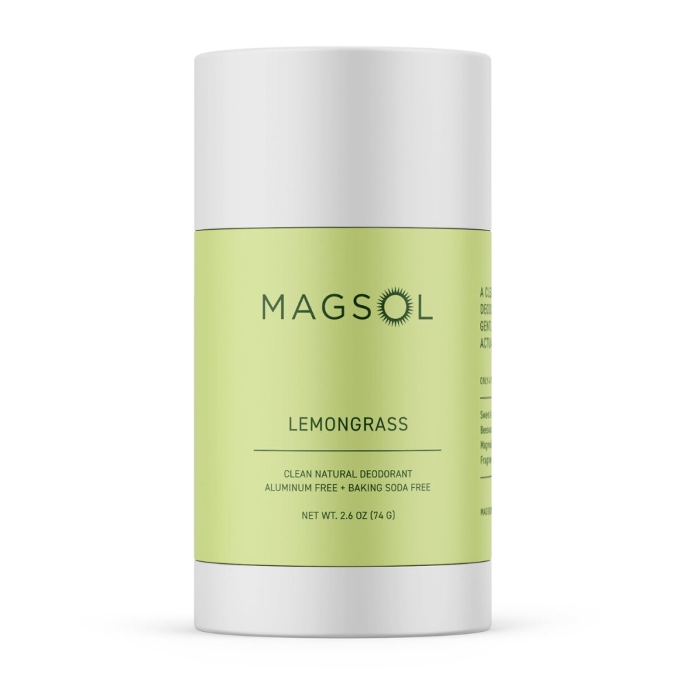 MAGSOL Magnesium Deodorant for Men, Aluminum Free, Baking Soda Free Natural Deodorant for Sensitive Skin, Long Lasting Odor Protection with Sweet Almond Oil, Lemongrass 2.6 oz