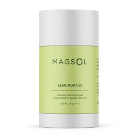 MAGSOL Magnesium Deodorant for Men, Aluminum Free, Baking Soda Free Natural Deodorant for Sensitive Skin, Long Lasting Odor Protection with Sweet Almond Oil, Lemongrass 2.6 oz