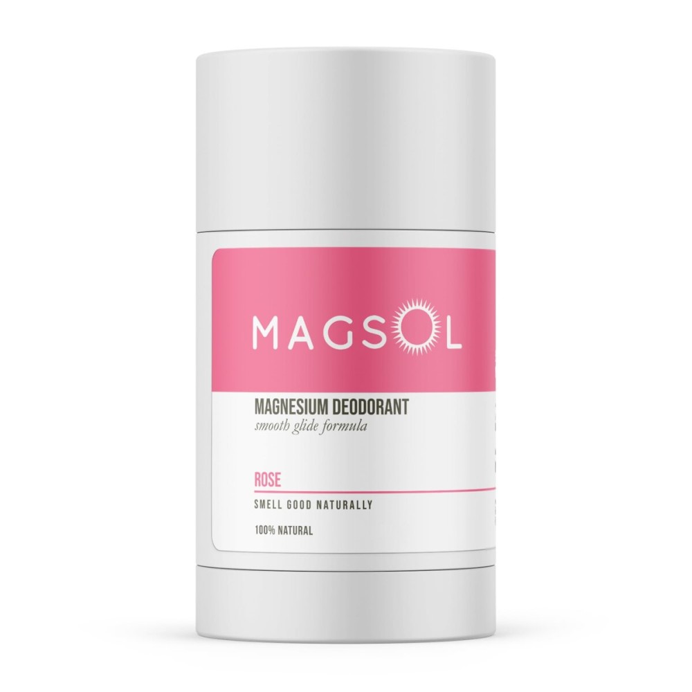 MAGSOL Magnesium Deodorant for Women, Aluminum Free, Baking Soda Free, Natural Deodorant for Sensitive Skin, Long Lasting Odor Protection with Sweet Almond Oil, Rose 2.6 oz