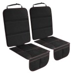 PIDO Car Seat Protector for Child Car Seat, 2 Pack Carseat Protectors with Thick Padding and Non-Slip Backing, Protective Cover Mat for Vehicle Leather Upholstery (Black/Red)